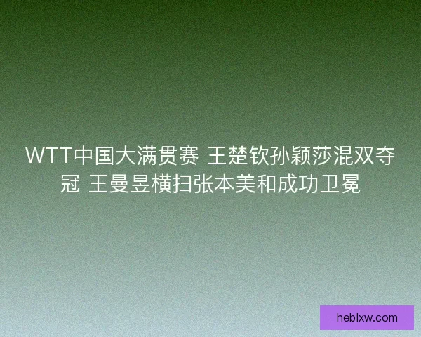 WTT中国大满贯赛 王楚钦孙颖莎混双夺冠 王曼昱横扫张本美和成功卫冕